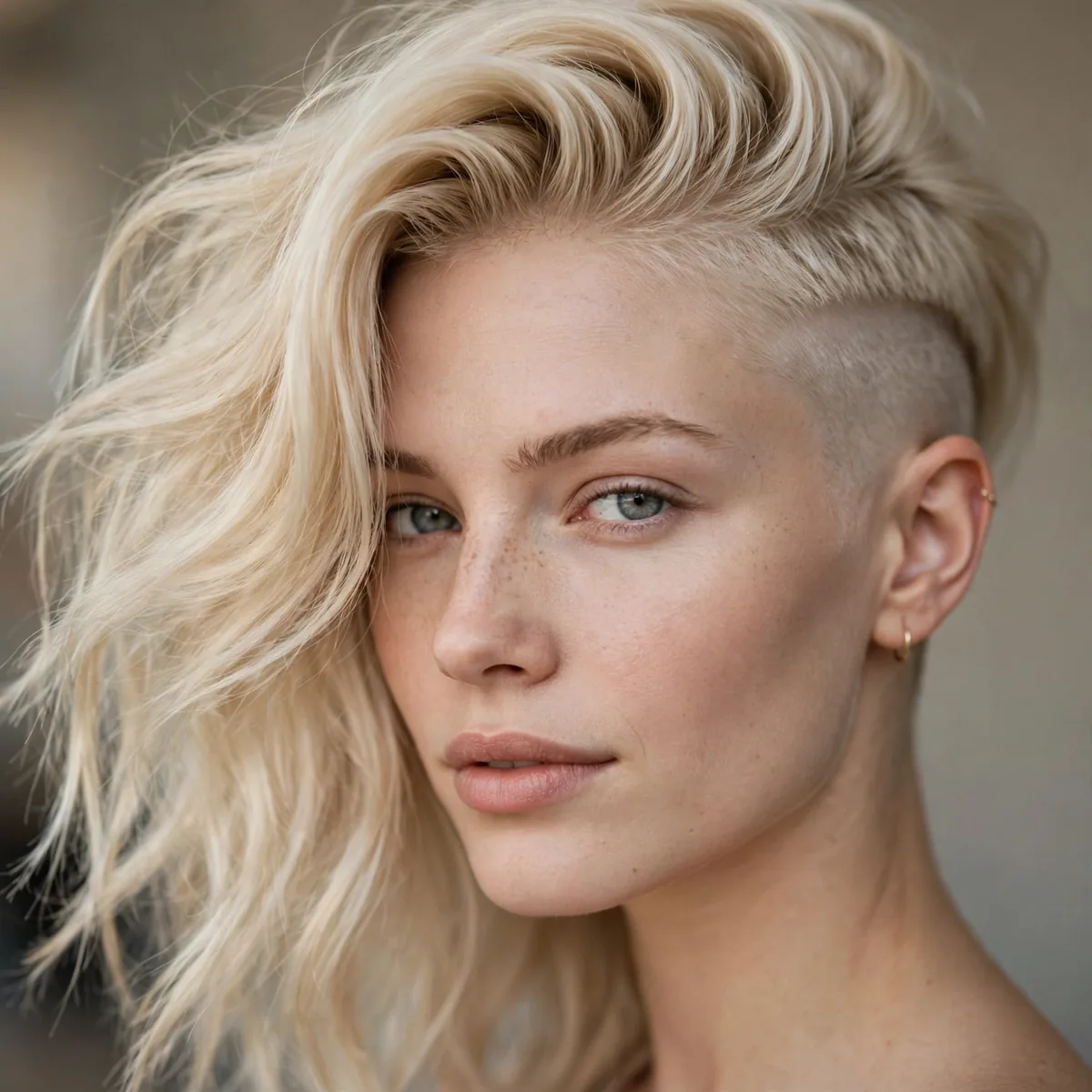 Blonde hair with shaved side