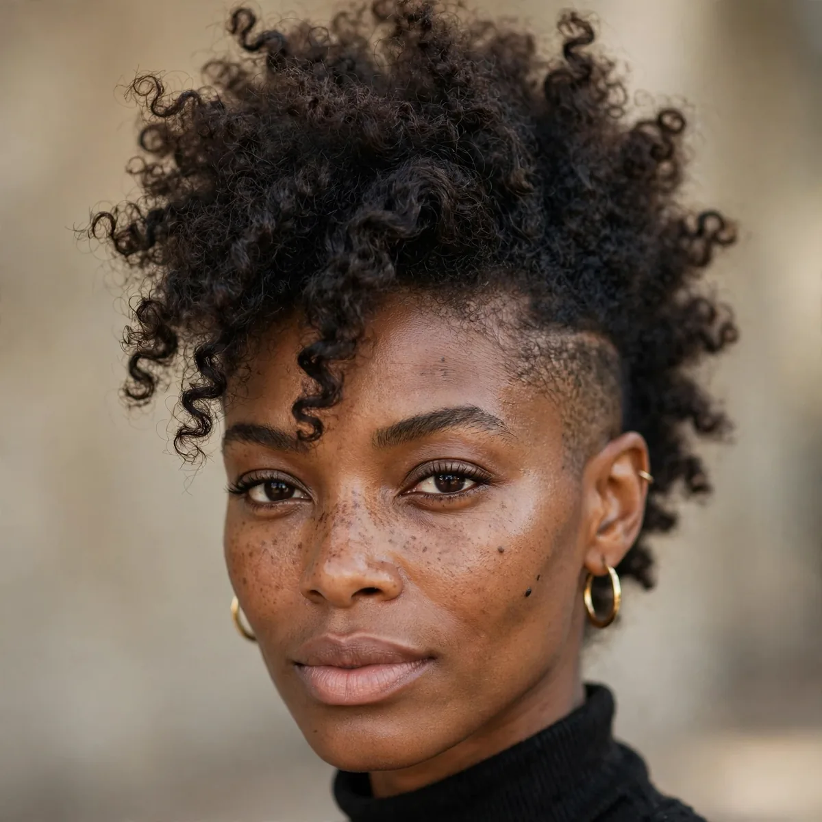 Curly frohawk hairstyle