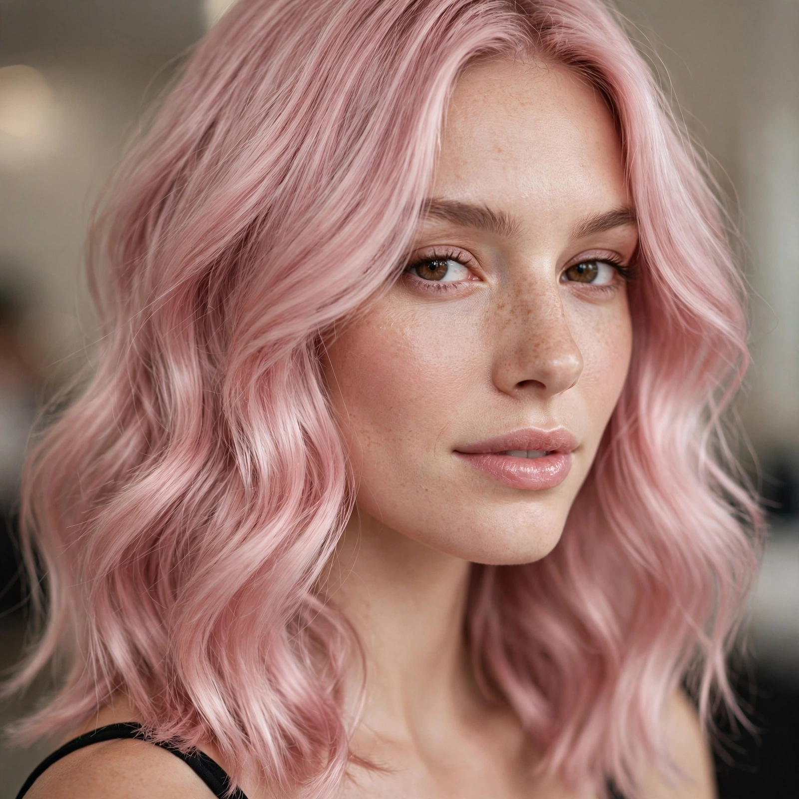 Rose quartz pink hair color