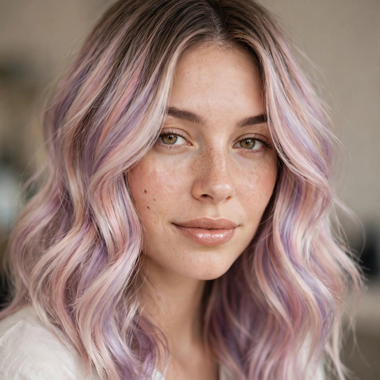 Pastel balayage hair color