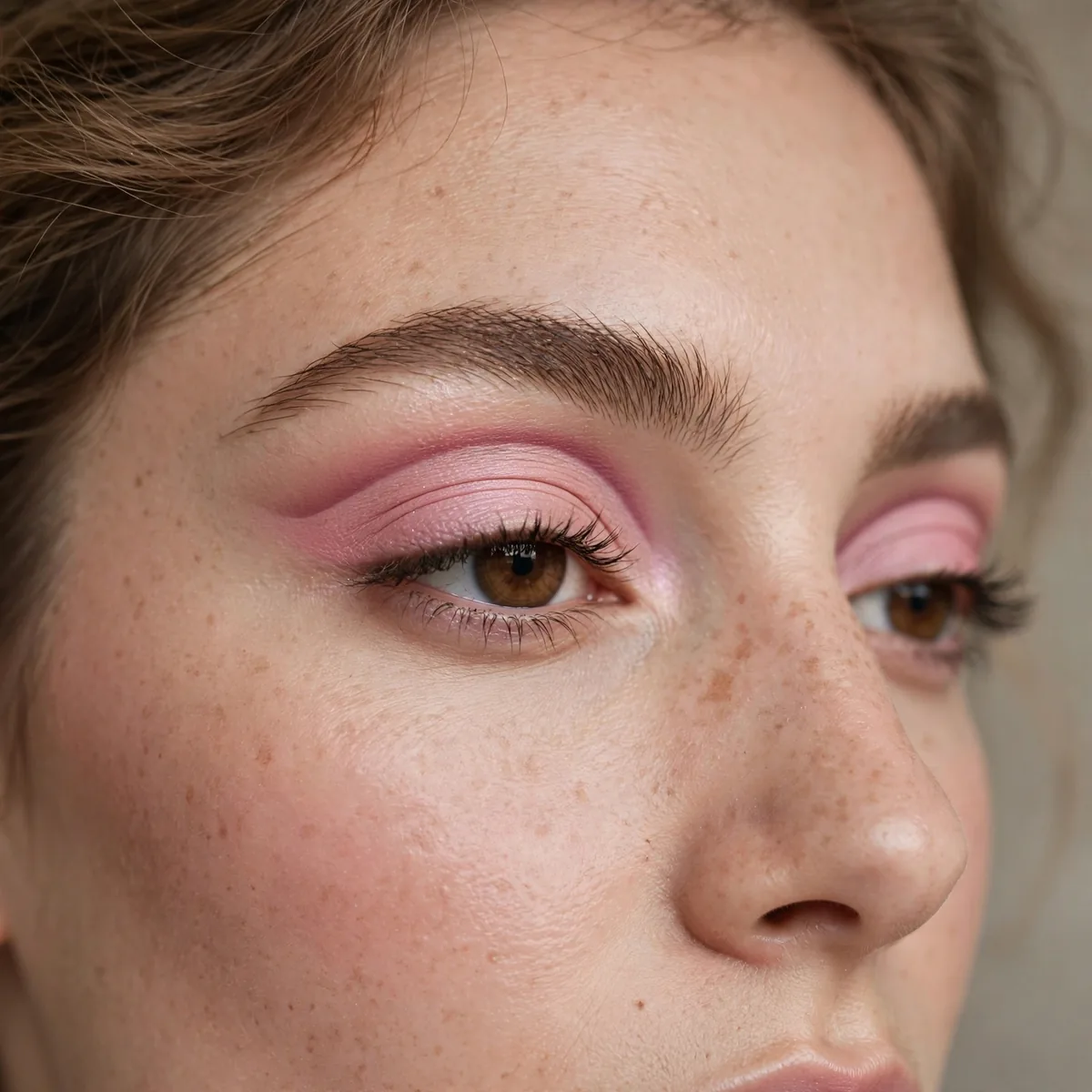 Pink cut crease eyeshadow with defined socket line