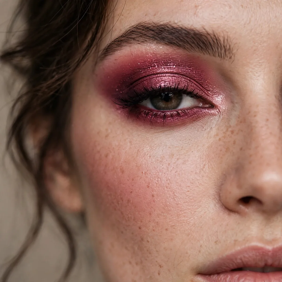 Deep rose eyeshadow for dramatic evening makeup