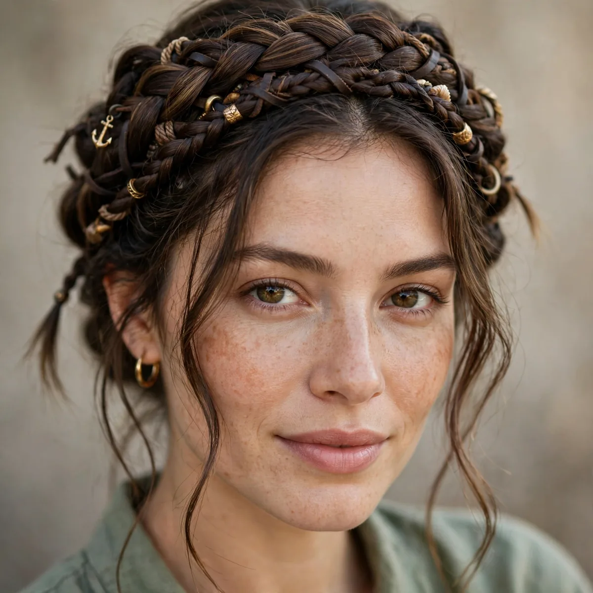 Braided crown hairstyle in pirate buccaneer style