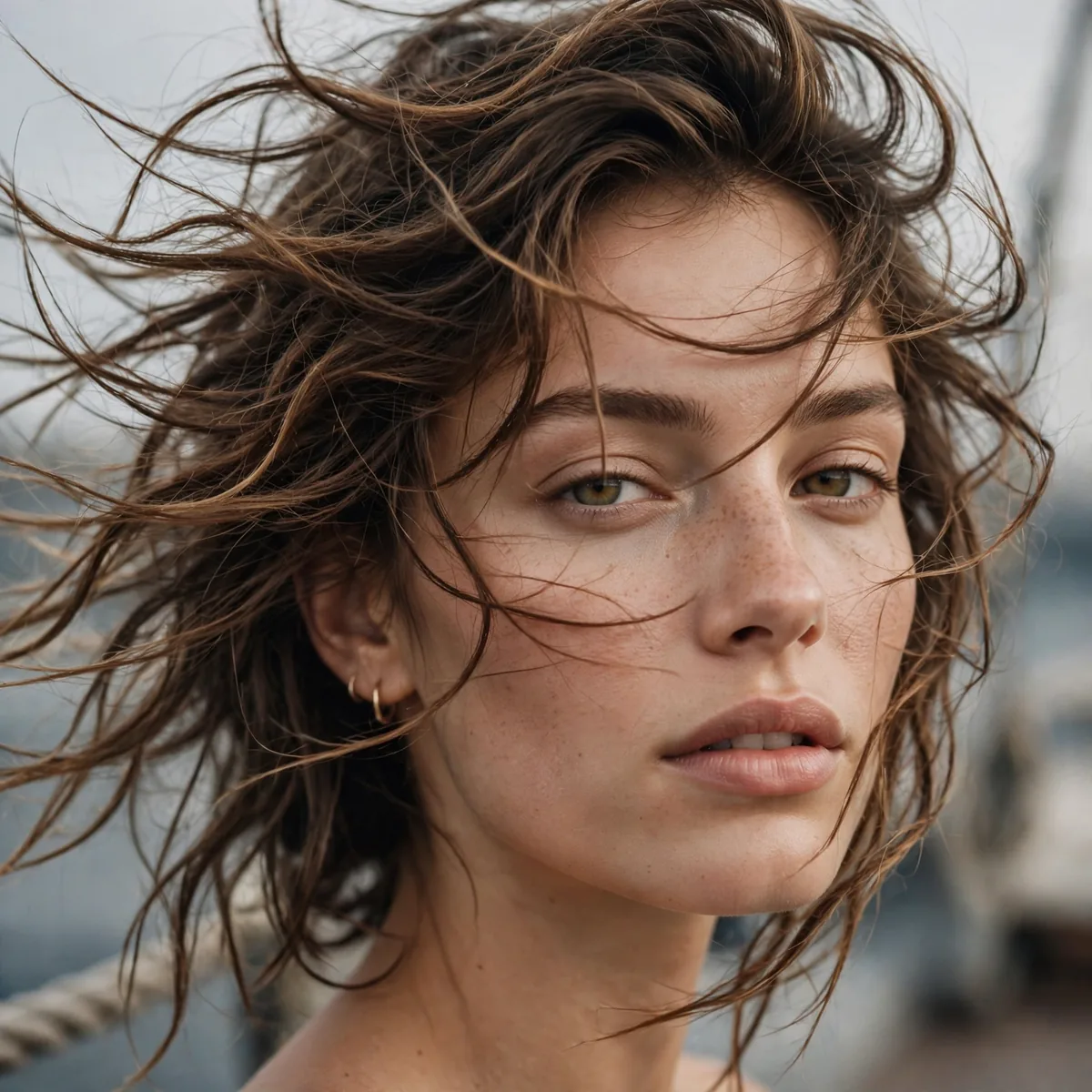 Windblown textured hair like standing on ship deck