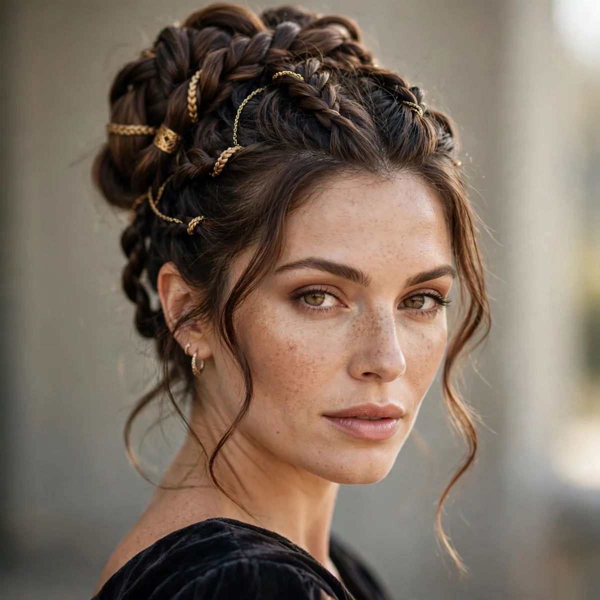 Elegant pirate queen updo with braids and twists
