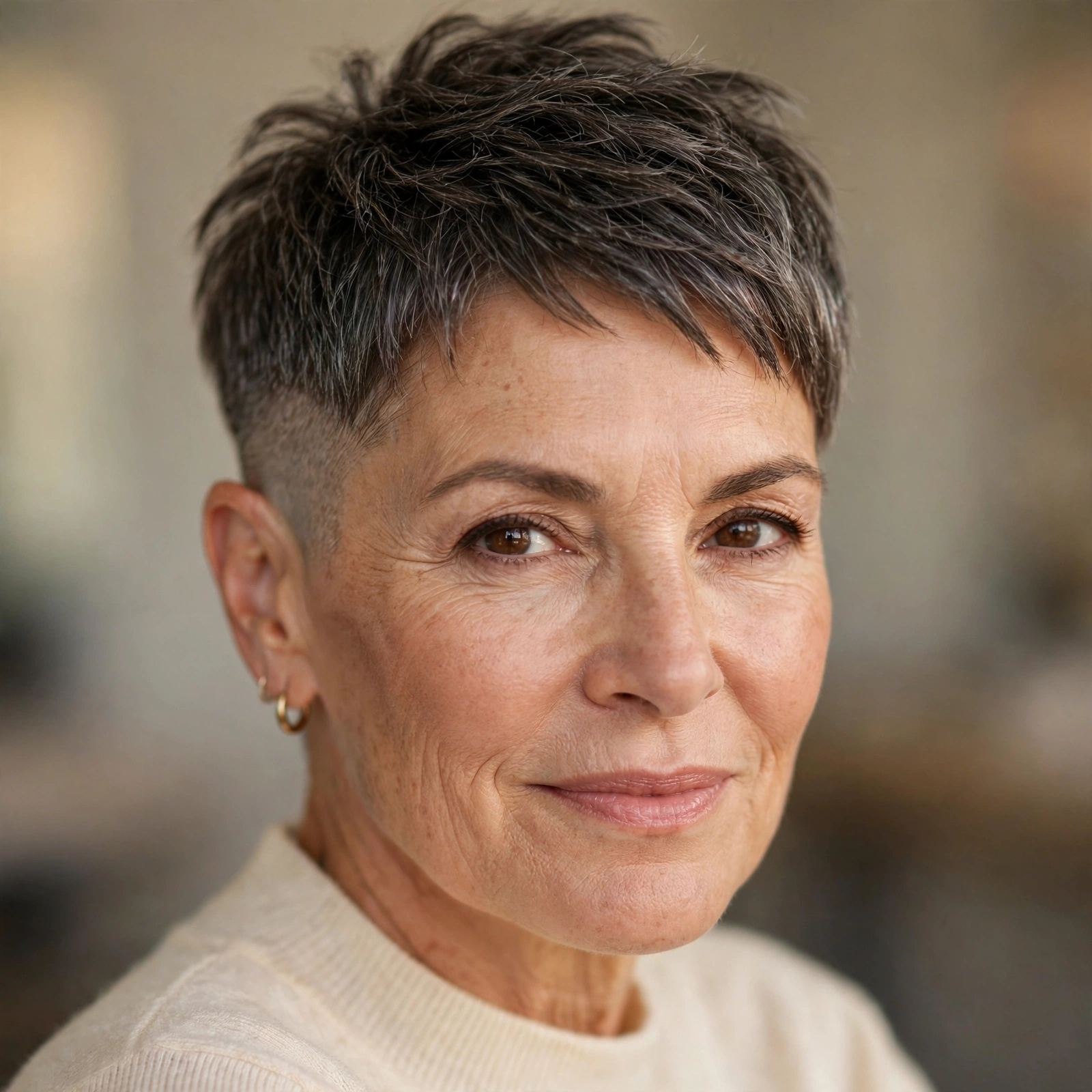 Pixie with closely shaved sides