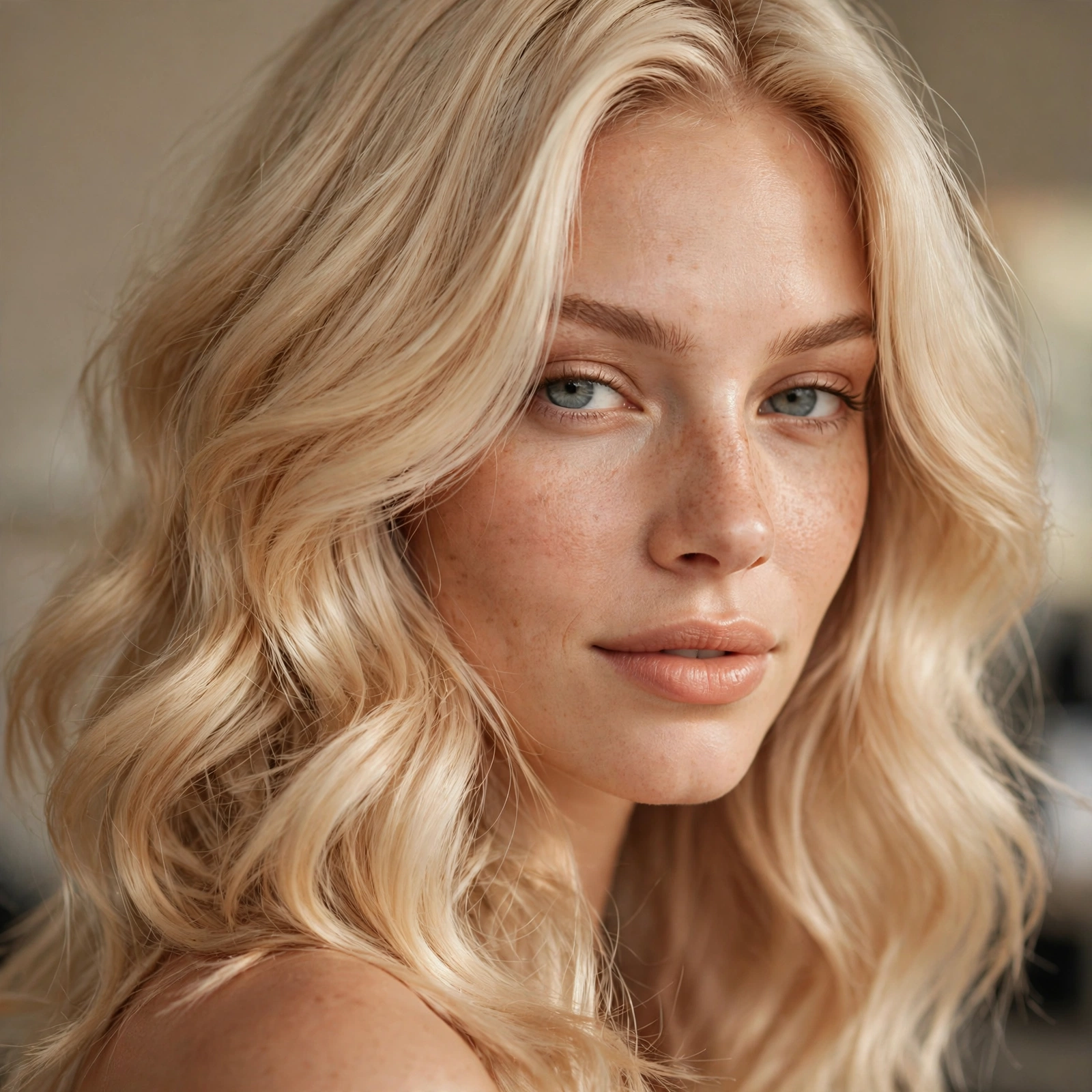 Warm toned platinum blonde hair