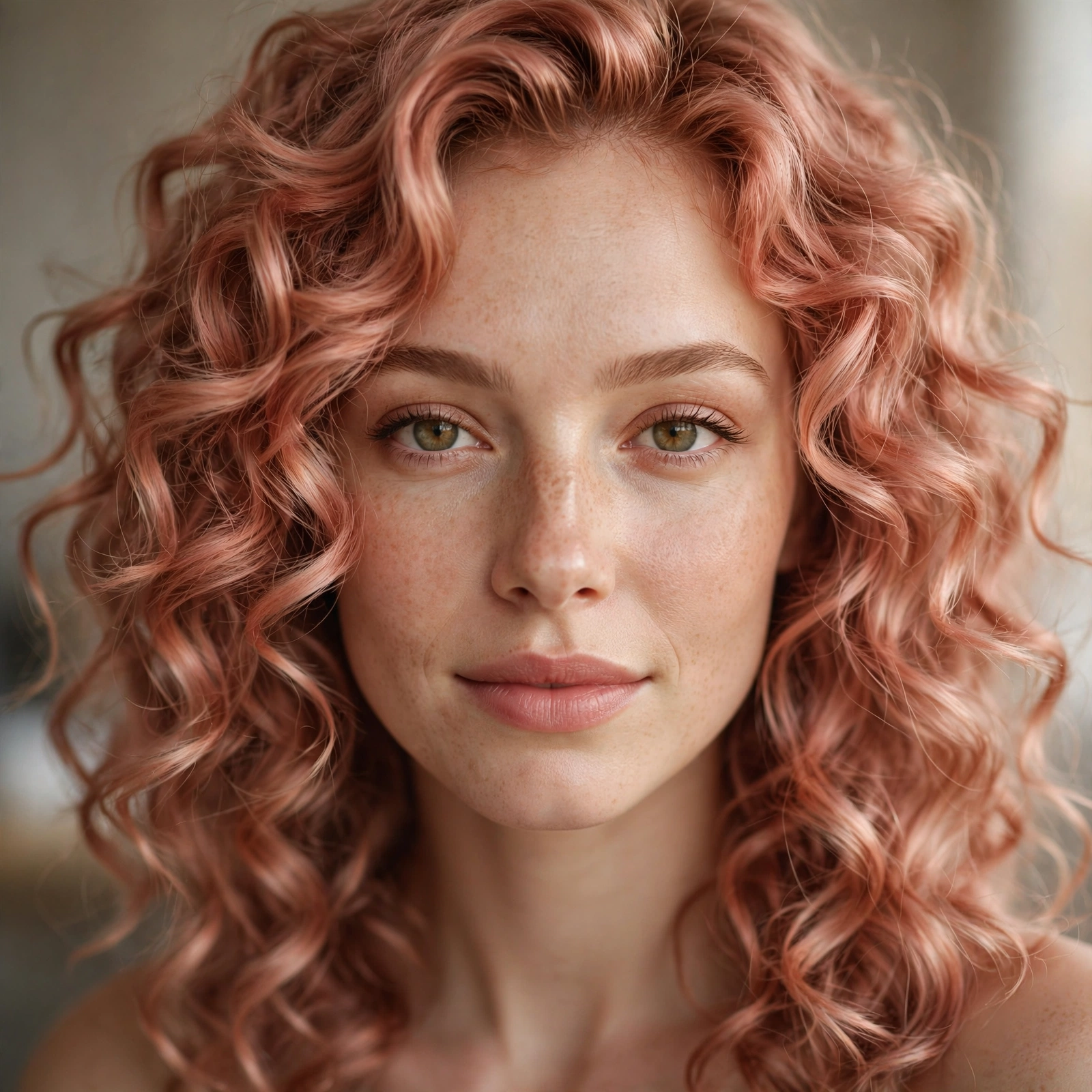Rose gold curly hair