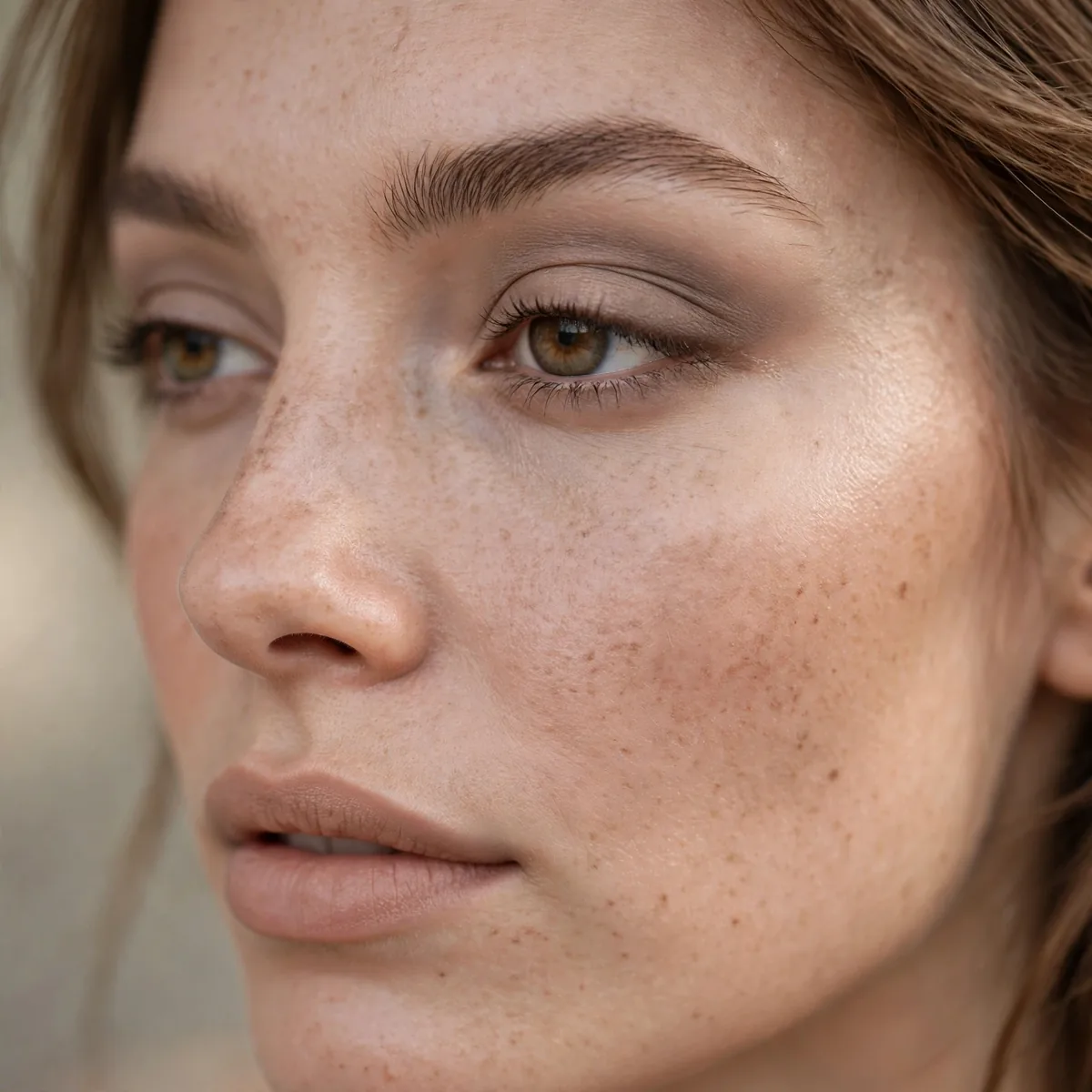Close-up of matte neutral elegance showing soft matte eyeshadow, flawlessly blended