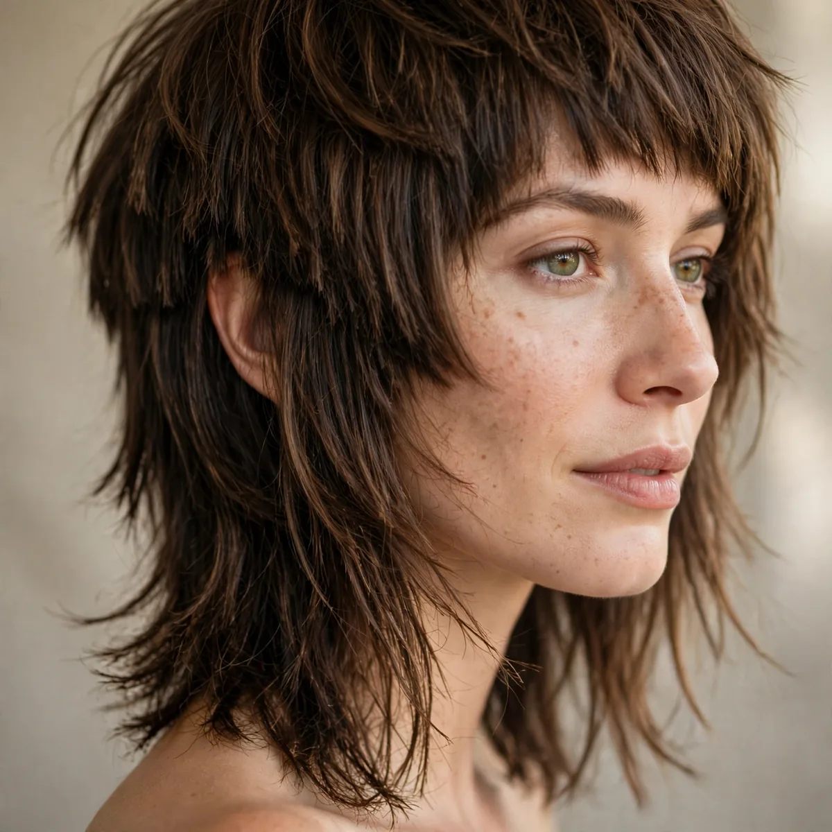 Close-up of disconnected bold layers showing dramatic disconnected lengths and textured ends