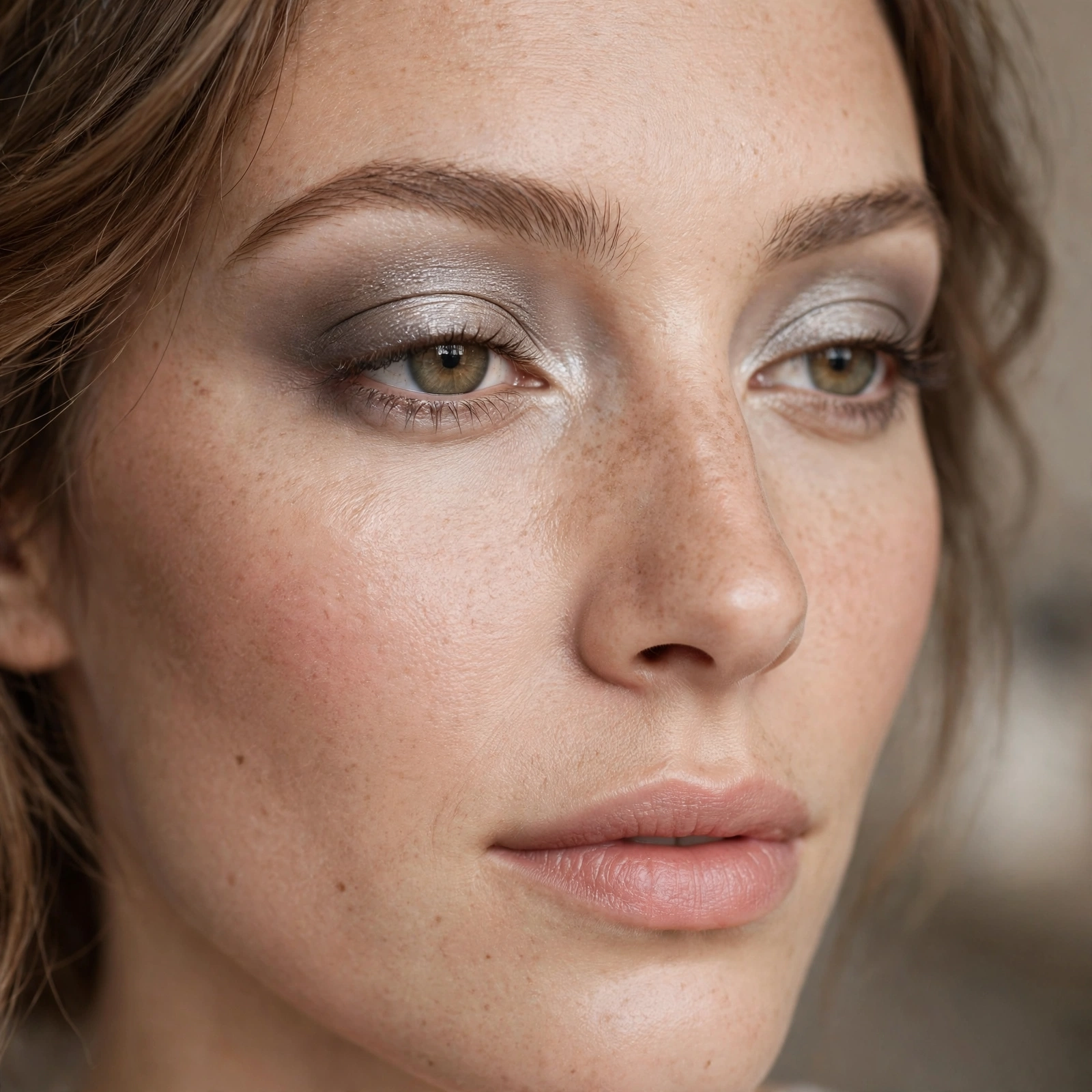Silver taupe blended eyeshadow