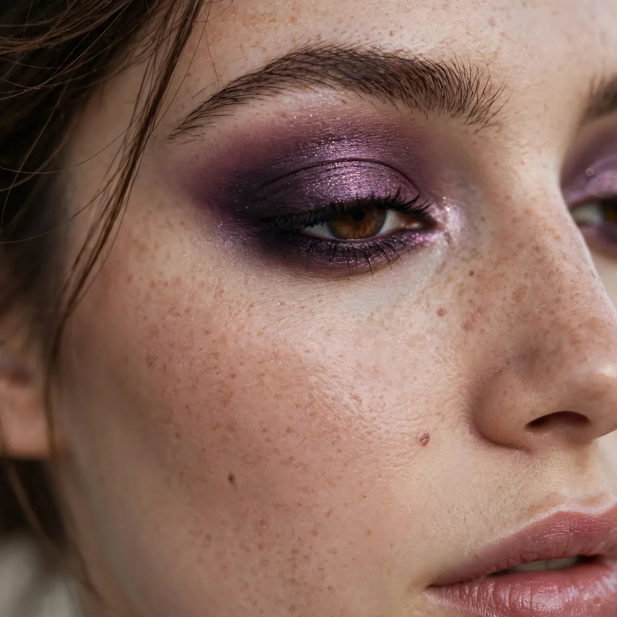 Close-up of Plum Noir Smokey featuring dusty plum and soft shimmer