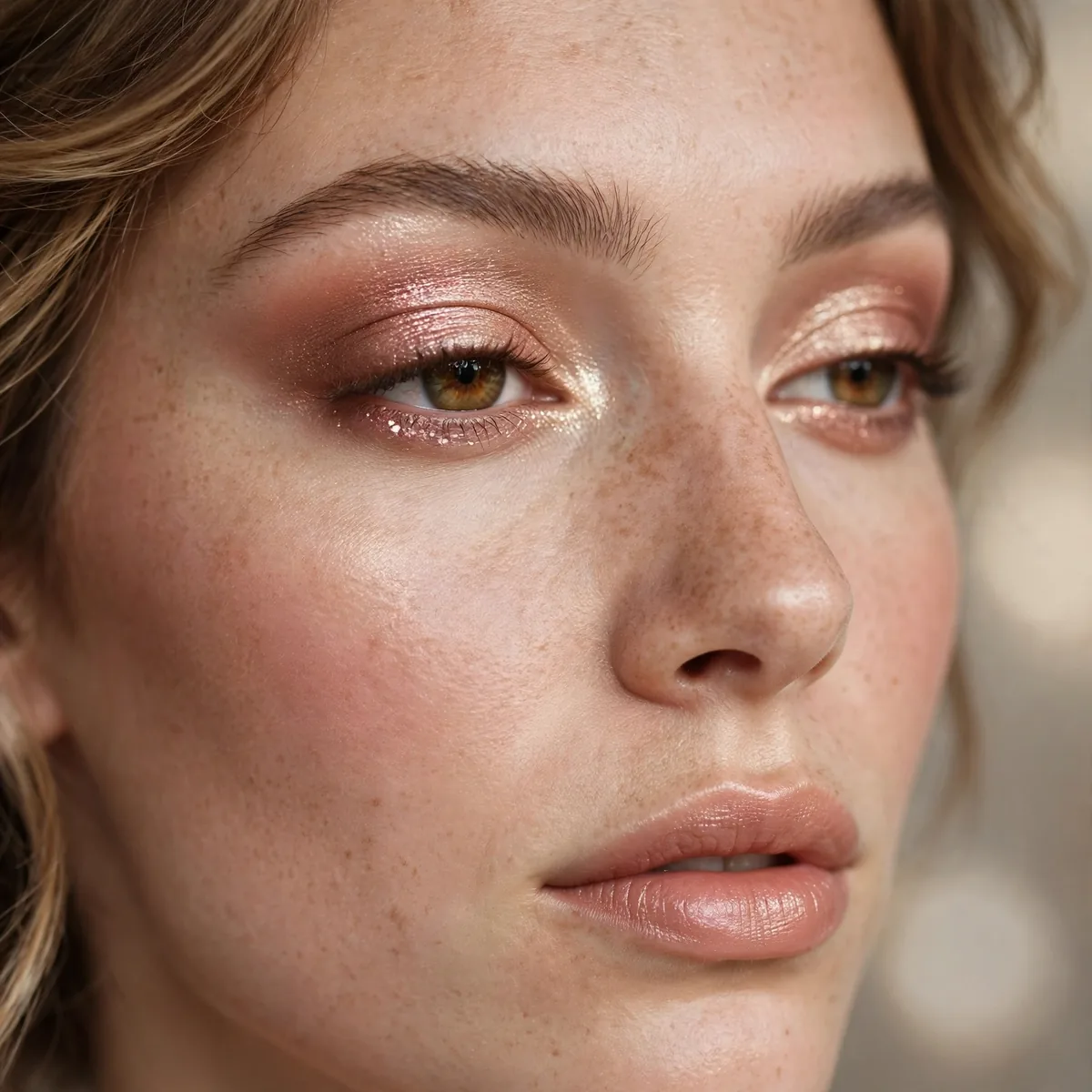 Close-up of Rose Gold Smokey featuring rose gold and pale champagne