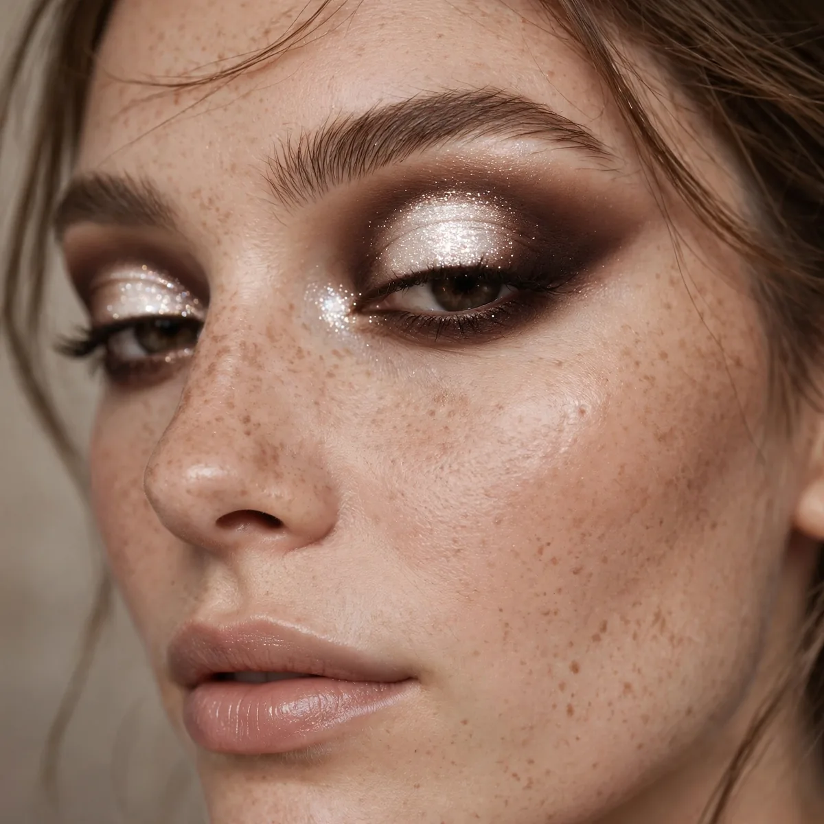 Close-up of Sand Shimmer Halo featuring dark chocolate and pearl white