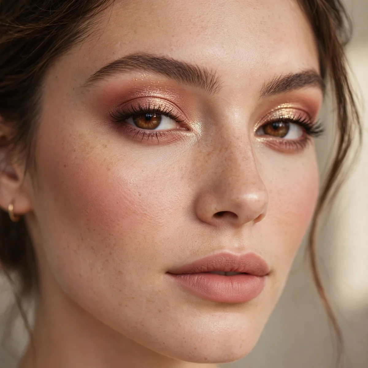 Close-up of Rosewood Soft Glam featuring warm rosewood and light gold