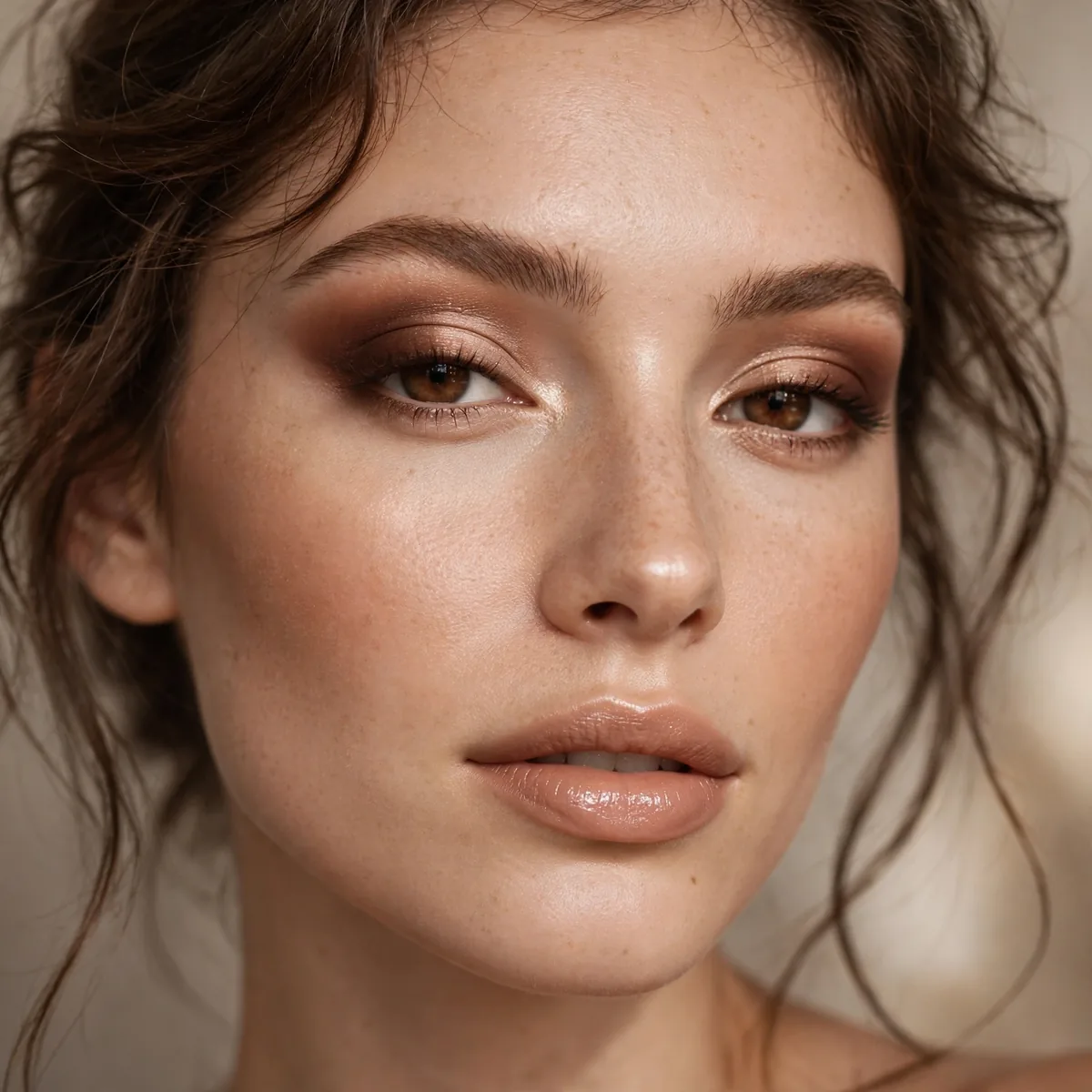 Close-up of Cocoa Glow Glam featuring rich cocoa and light beige
