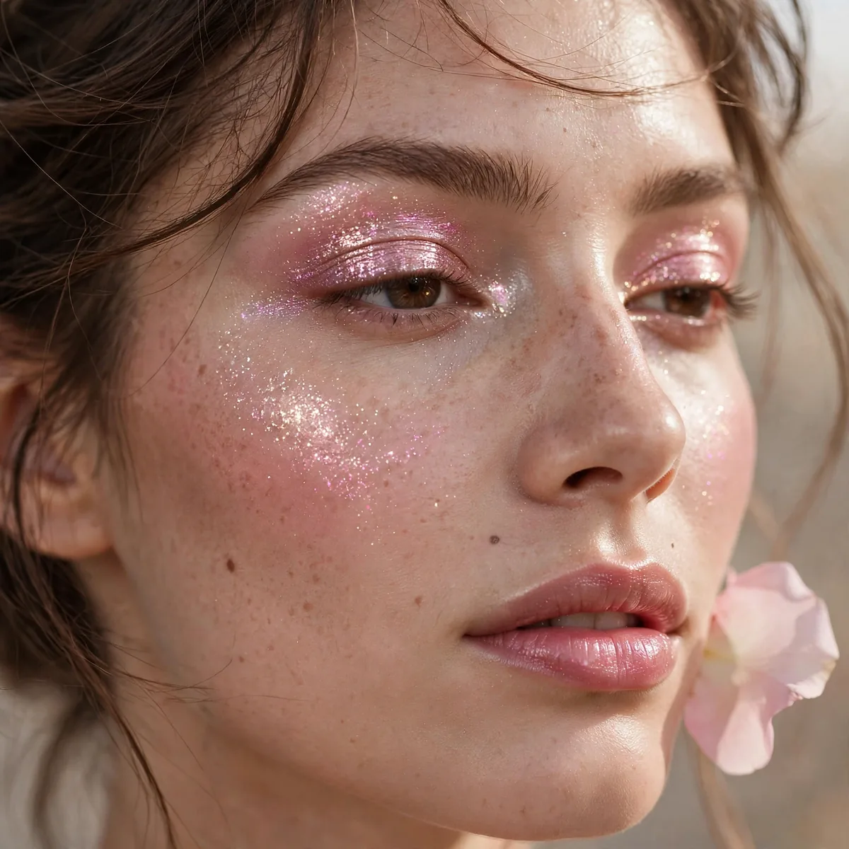 Close-up of Pink Champagne Spark featuring pink glimmer and light rose