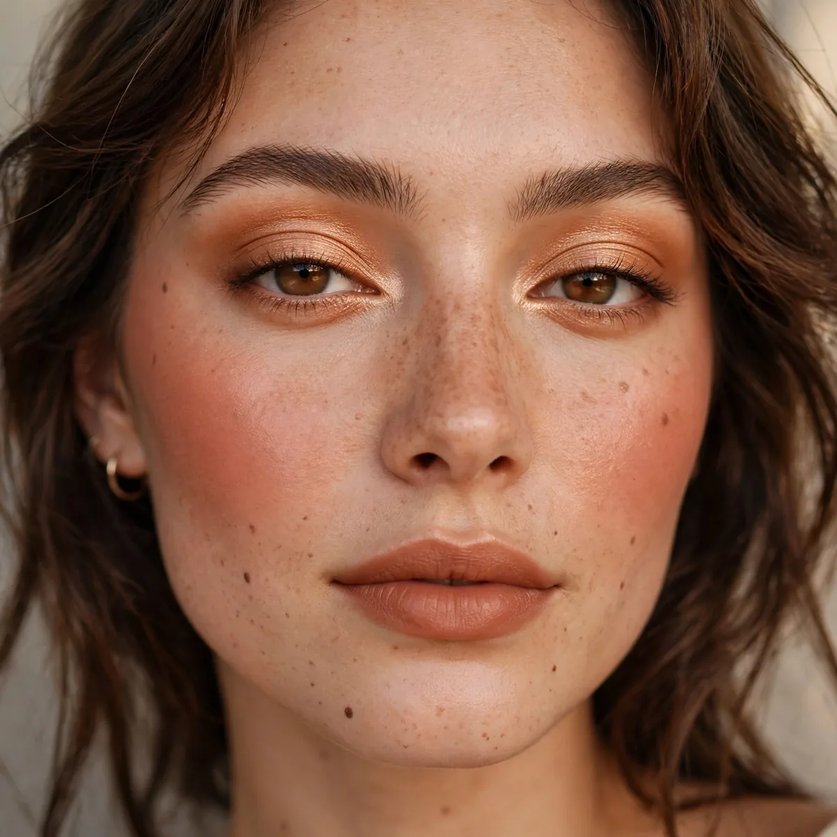 Close-up of Warm Terracotta Flush featuring honey bronze and light amber