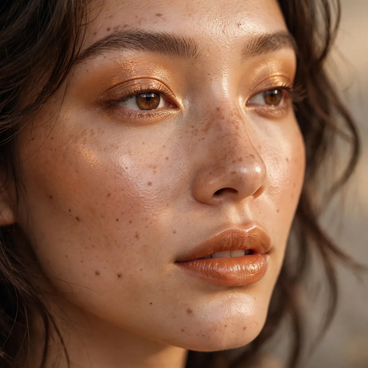 Close-up of Warm Sand Glow featuring honey bronze and light amber