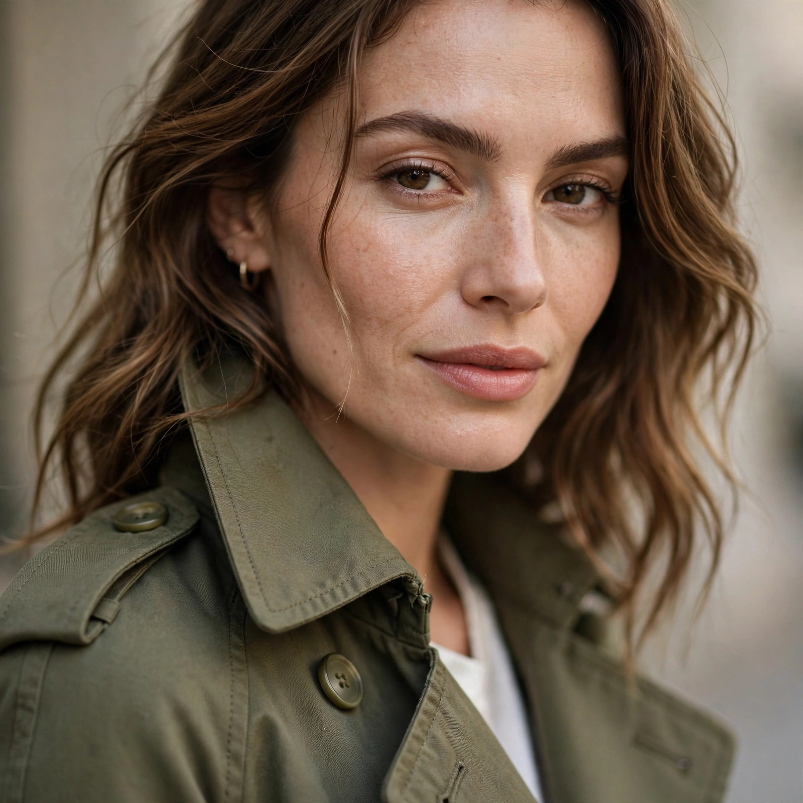 Olive green trench coat