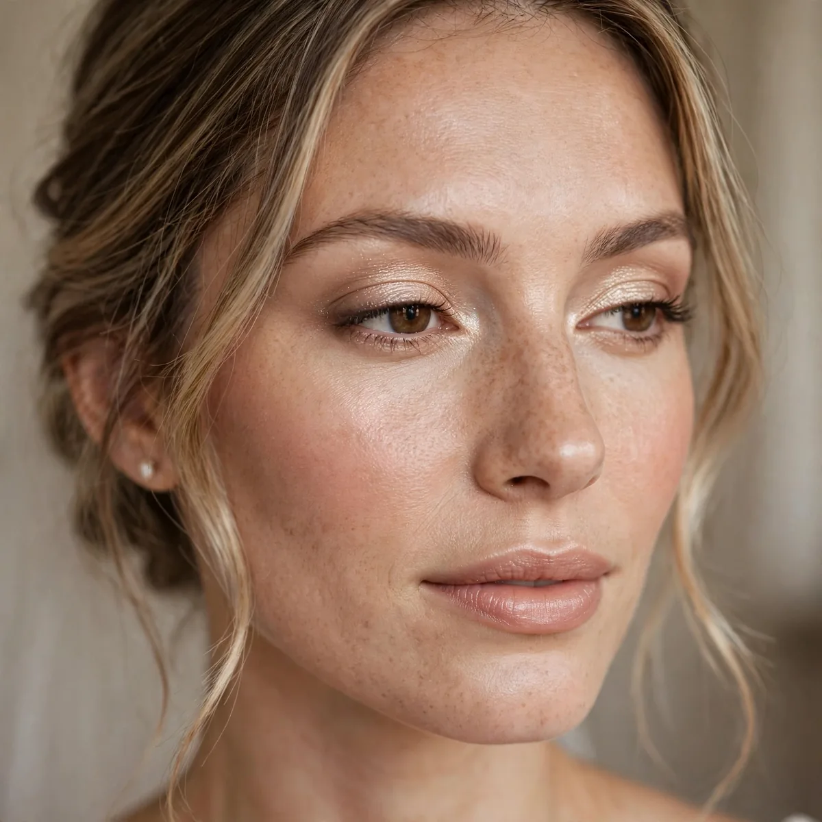 Close-up of Classic Bridal Champagne featuring soft champagne and sheer shimmer
