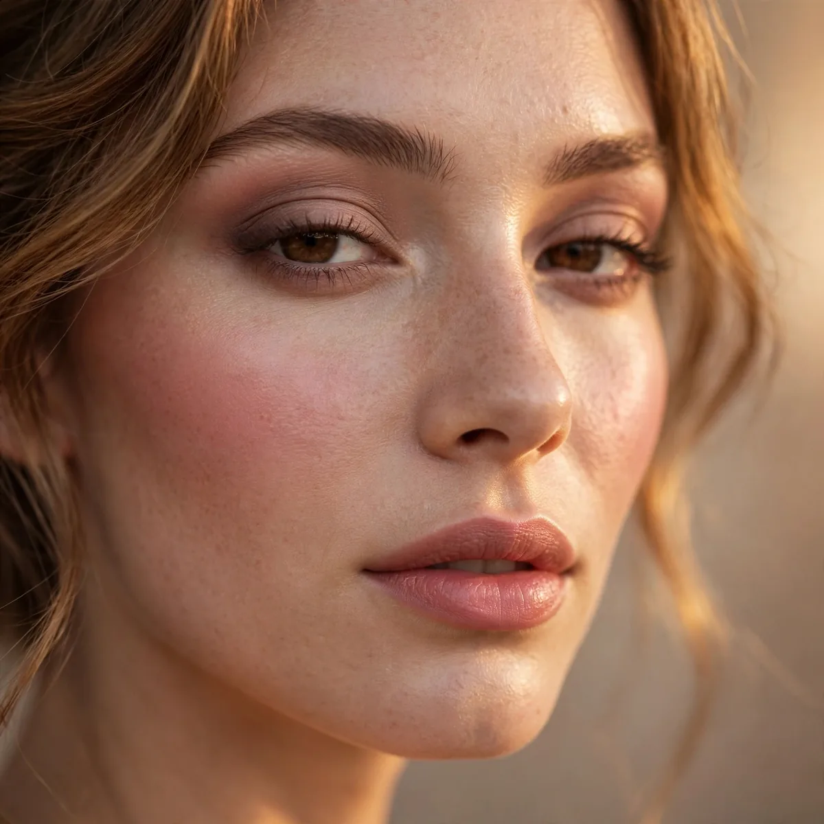 Close-up of Soft Taupe Elegance featuring dusty rose and warm glow