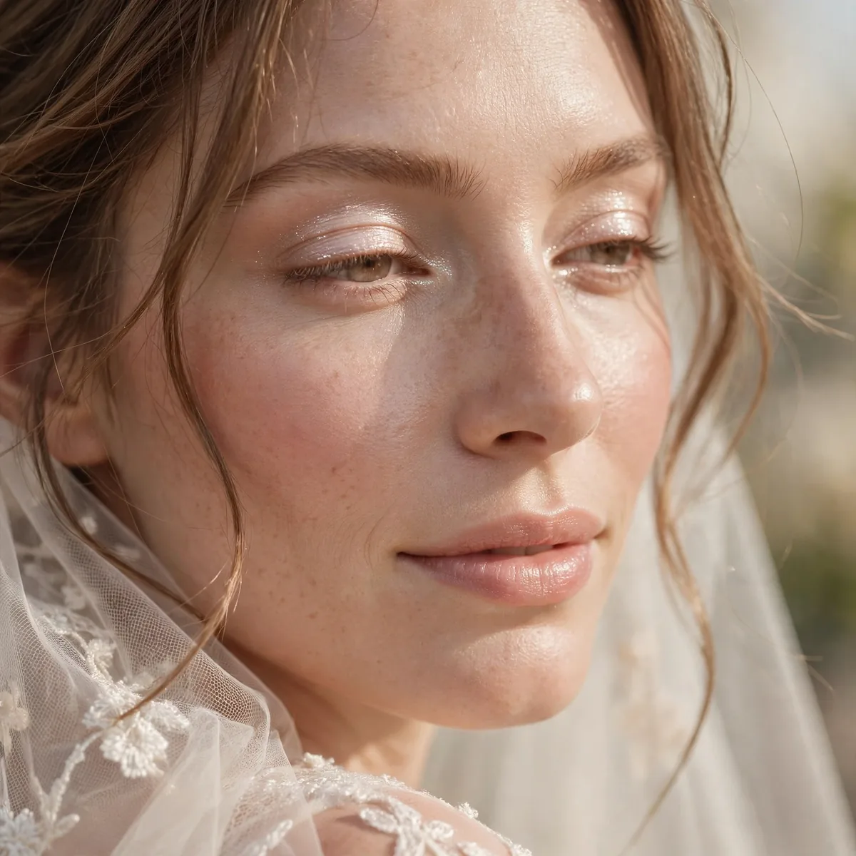 Close-up of Dreamy Daylight Vows featuring warm ivory and pale shimmer