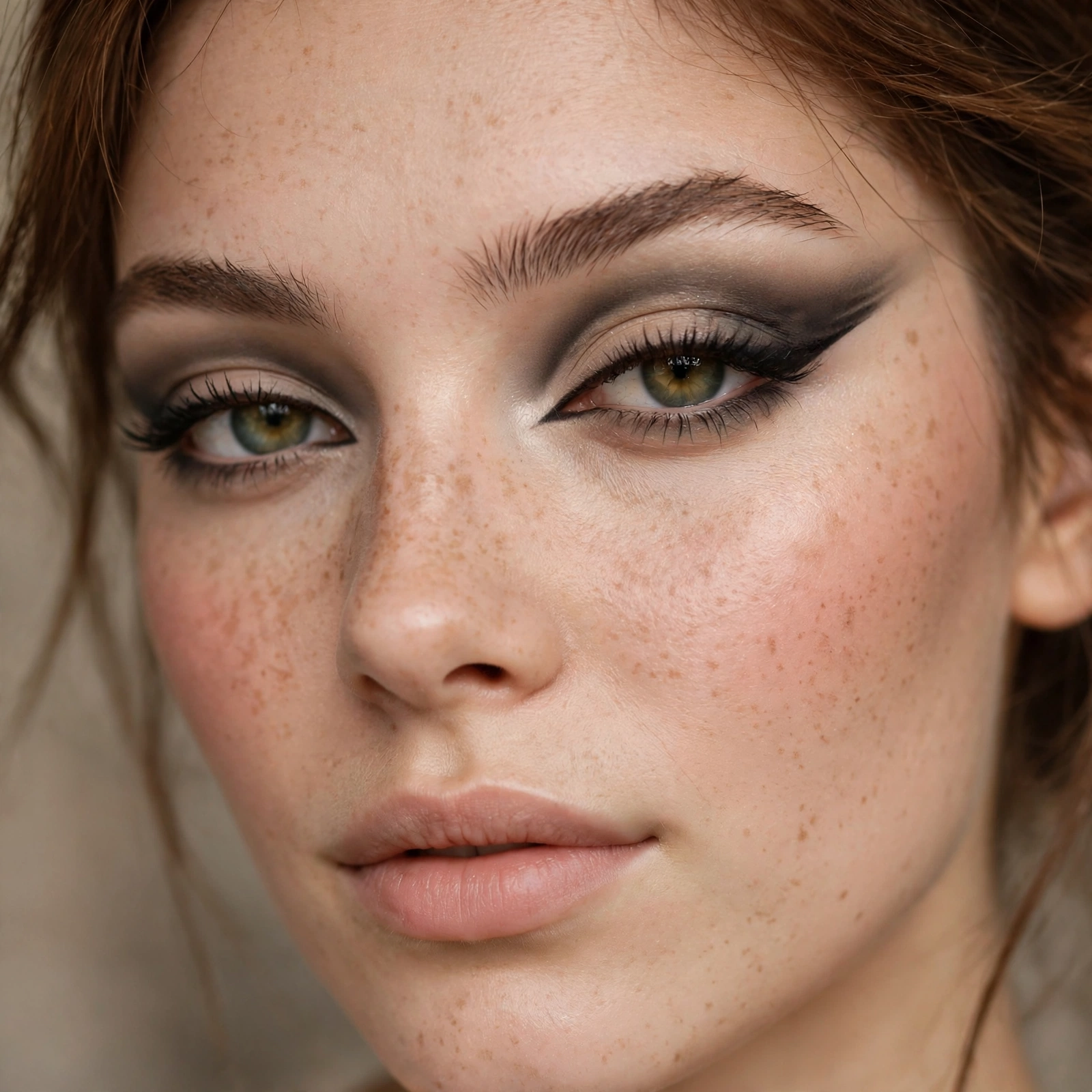 Winged shadow as eyeliner