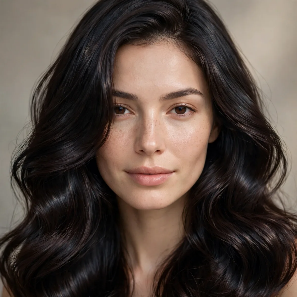 Midnight Brunette Shine hairstyle in midnight brown with silky smoothness
