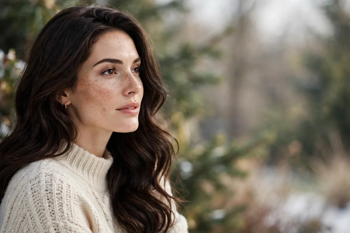 Brunette woman with rich espresso winter hair color